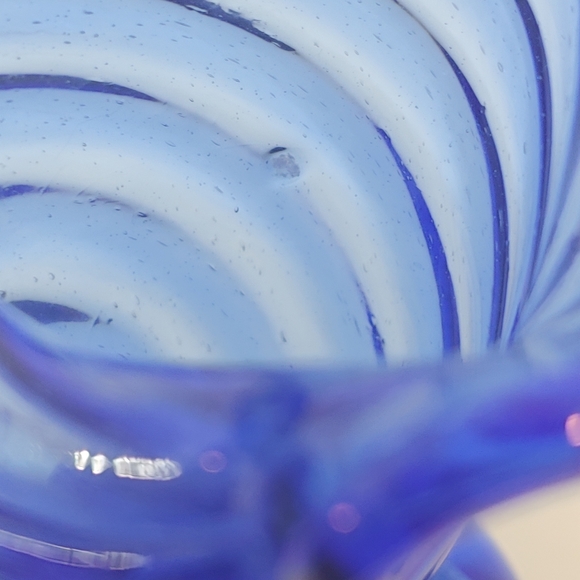 Cobalt Blue Handblown Ruffled Mini Vase - Picture 10 of 10